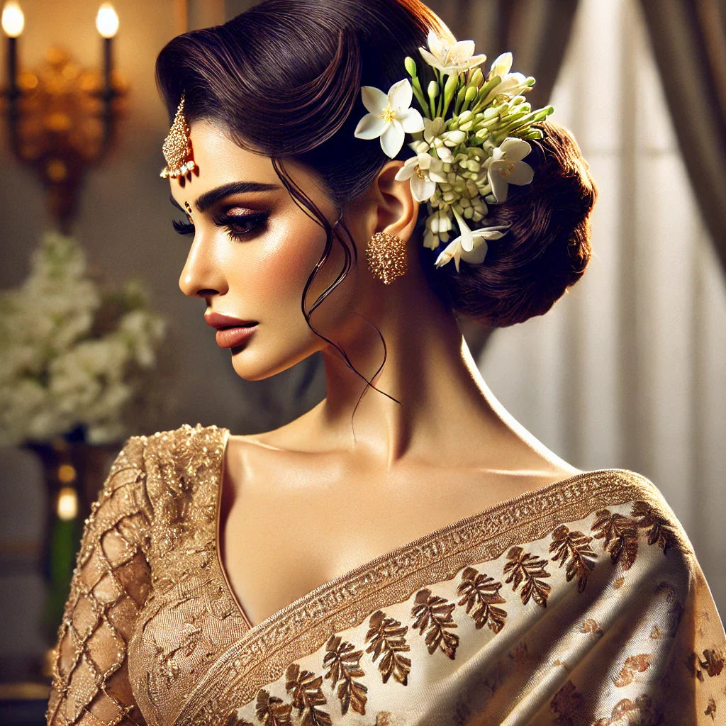 Celebrity-Inspired Hairstyles for Silk Kantha Sarees: Elevate Your Look with Timeless Grace