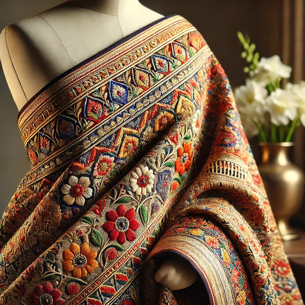 Jet-Set in Style: Chic Kantha Stitch Saree Outfits for Fashionable Travelers