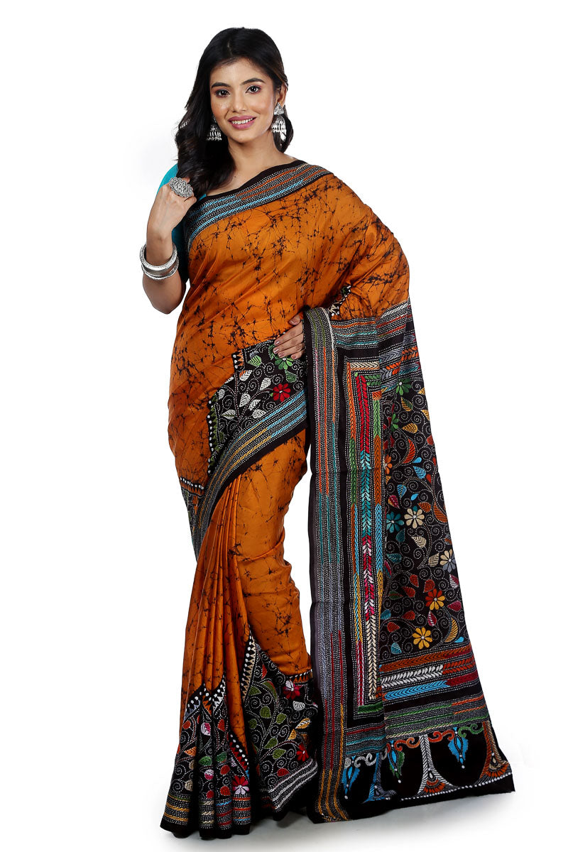 Reviving the Spark of Ethnicity with Kantha Silk Sarees