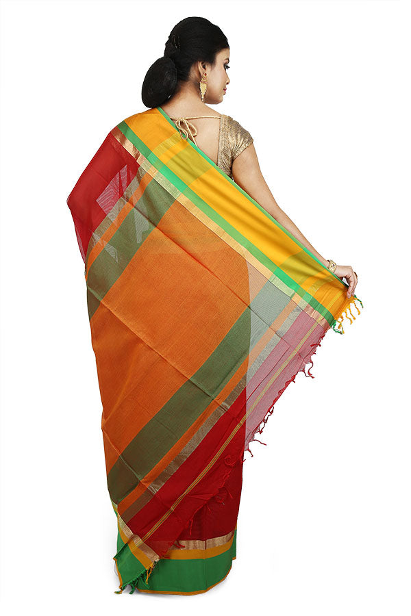 Banaras Baluchari saree in Mustard with kalka on pallu – WeaverStory