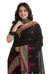 Stylist Black Soft Handloom Cotton Saree