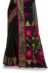 Stylist Black Soft Handloom Cotton Saree