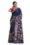 Multi Colour Blended Silk Kantha Work Saree 7751