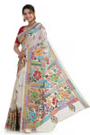 White Kantha Stitch Saree 7774