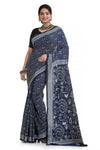Navy Blue Kantha Stich Saree 7916