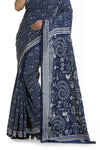 Navy Blue Kantha Stich Saree 7916