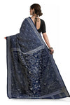 Navy Blue Kantha Stich Saree 7916