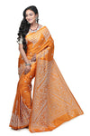 Exquisite Gujarati Stitch Silk Blend Saree