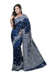 Gujarati Stitch Silk Blend Saree in Vibrant Hues