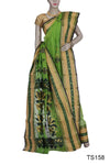 Green Bengali Tant Silk Saree