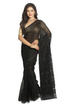 Partywear Black Self Soft Jamdani Saree