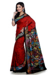 Pure Silk Hand Thread work Saree with Batik Print