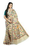 Women's Pure Tussar Silk Handwork Kantha Stitch Saree
